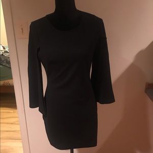 Short black, cape sleeve dress
